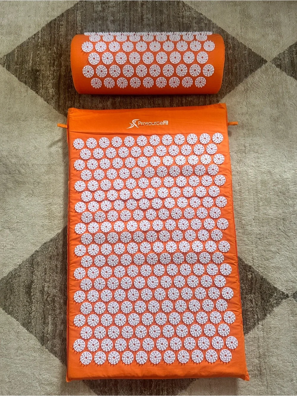 Orange Acupressure Mat & Pillow Set for Back/neck pain relief muscle relaxation